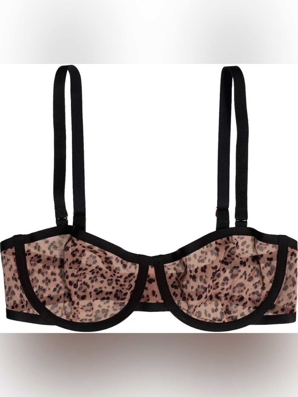 The Balconette Mesh Underwire Bra in Leopard Print - Picture 2 of 6